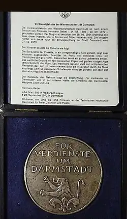 Silberne Verdienstplakette der Stadt Darmstadt