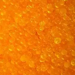 Trockenes Kieselgel mit orangefarbenem Indikator (Methylviolett)