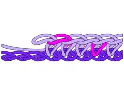 Häkeln (feste Maschen): Auch hier werden nur offene Maschen gebildet.
