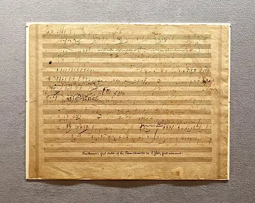 Sketches for the first movement of the Fifth Piano Concerto, op. 73, ('Emperor'), Beethoven, 1809, musical autograph - Morgan Library & Museum - New York City - DSC06701
