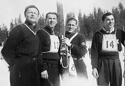 Tom Mobraaten, Olav Ulland, Petter Hugsted und Kjell Stordalen in den USA 1949 Foto: Ukjent (Norsk Bergverksmuseum / Digitalt Museum)