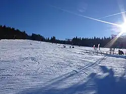 Skihang Markbuchen, rechts der Markbuchenlift I, links der Markbuchenlift II