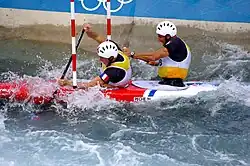 Matthieu Peche (rechts) mit Gauthier Klauss im C-2 bei den Olympischen Sommerspielen 2012 in London