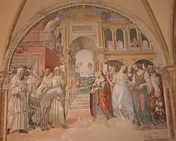 Die Benediktiner-Mönche werden von Kurtisanen in Versuchung geführt