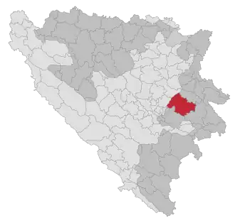 Lage der Gemeinde Sokolac in Bosnien und Herzegowina (anklickbare Karte)