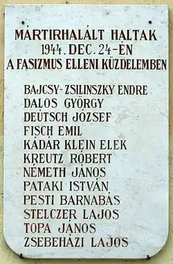 Gedenktafel für die am 24. Dezember 1944 im Gefängnis Hingerichteten