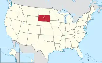 Karte der USA, South Dakota hervorgehoben