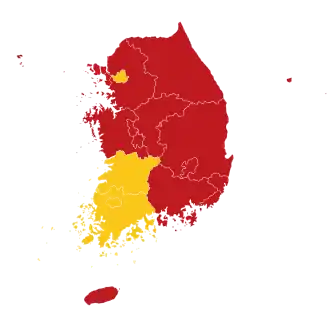 Karte der Wahlergebnisse