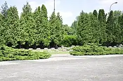 Die namentlich gekennzeichneten Gräber der Offiziere entlang der Längsachse