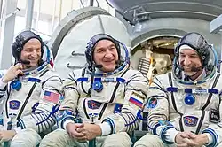 Andrew Morgan, Alexander Skworzow und Luca Parmitano