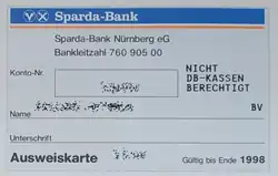 Ausweiskarte, Mitte der 1990er Jahre