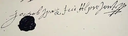 Unterschrift mit Siegel Jacob Spaz 1648[6]