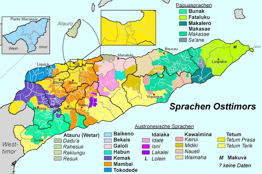 Die größten Sprachgruppen in den Sucos Osttimors[6]