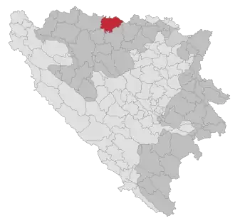 Lage der Gemeinde Srbac in Bosnien und Herzegowina (anklickbare Karte)