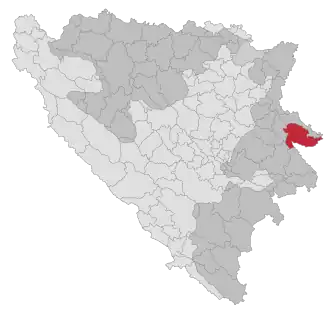 Lage der Gemeinde Srebrenica in Bosnien und Herzegowina (anklickbare Karte)