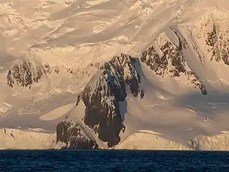 Blick von der Bransfieldstraße auf den St.&nbsp;Evtimiy&nbsp;Crag