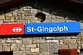 Bahnhofsschild St-Gingolph mit Signet der SBB, Schriftart SBB-Helvetica