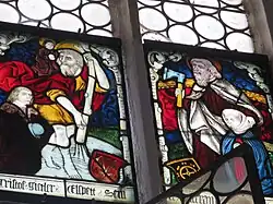 Heiliger Christophorus mit Stifter Christoph Gietler, heiliger Matthias mit Stifterin Elsbeth Gietler