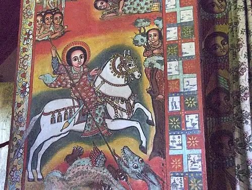 Fresko in der Kirche von Narga Selassie auf der Insel Dek im Tanasee, Äthiopien (18.&nbsp;Jhd.)
