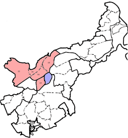 Lage der Stadtteile St. Lorenz Nord und Süd in Lübeck mit Nummern der Stadtbezirke