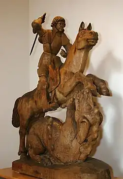 Holzskulptur St. Jürgen mit dem Drachen um 1510
