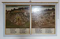 Doppeltafelbild von 1657 zur Entstehungsgeschichte der Kirche