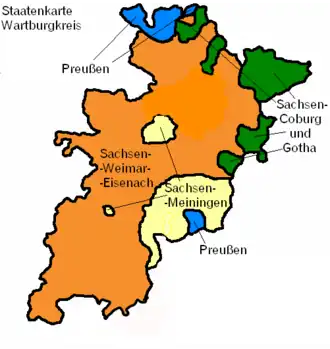 Staatsgebiete, die bis 1920 auf dem heutigen (2024) Gebiet des Wartburgkreises existierten
