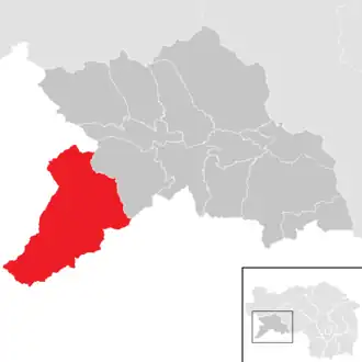 Lage der Gemeinde Stadl-Predlitz im Bezirk Murau (anklickbare Karte)