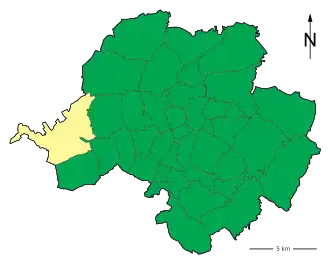 Lage des Stadtteils Chemnitz-Grüna in Chemnitz (anklickbare Karte)