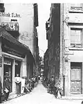 Am Triller: Stallgasse um 1900 (jetzige westliche Seite der Gallusgasse) von der Weintorstraße zur Heugasse