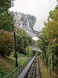 Blick von Glion die Standseilbahn hinab