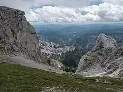 Stangenwand und Großer Beilstein vom ober Ende des Rauchkars aus gesehen