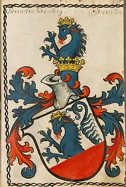 Stammwappen der Herren von Staremberg (Starhemberg), aus Scheibler­schen Wappen­buch (1450–1480), älterer Teil, S.&nbsp;441