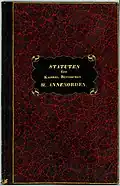 Einband (38,8 × 22,7 cm) der gedruckten Statuten des Annenordens, Exemplar zur 1840 verliehenen I. Klasse für Reinhard von Dalwigk