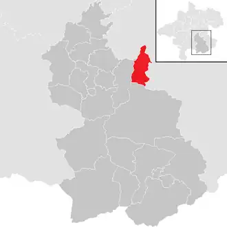 Lage der Gemeinde Steinbach an der Steyr im Bezirk Kirchdorf (anklickbare Karte)