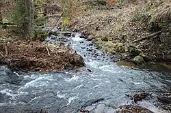 Der Zufluss des Hartenbach (oben) in die Wied