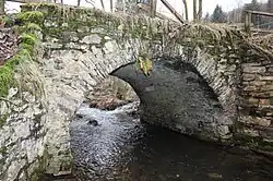 Der Zufluss des Hartenbach (rechts) vor der Wiedbrücke westlich von Steinebach