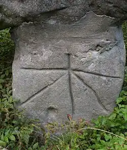 Einritzung im Sockel