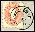 Österreichische 5-Kreuzer-Briefmarke, entwertet um 1875 in STEINSCHÖNAU