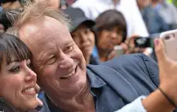 Die Schauspieler Stellan Skarsgård und Shia LaBeouf bei der Premiere von Borg/McEnroe