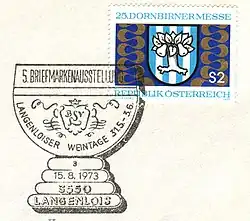 Sonderstempel in Form eines Römers (Weinglases) Stempeldaten: 3550 Langenlois 15. August 1973