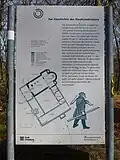 Informationstafel am Stephanskloster mit Lage des Heiligenbergturms
