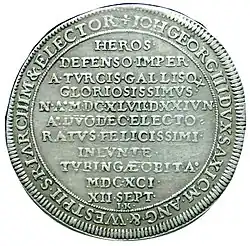 Johann Georg III. Gedenkmünze Auf seinen Tod