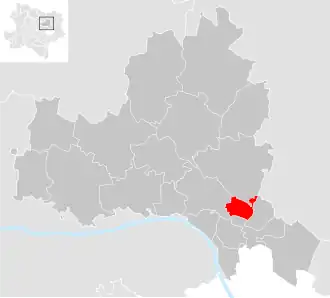 Lage der Gemeinde Stetten (Niederösterreich) im Bezirk Korneuburg (anklickbare Karte)