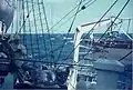 Steuerstand und Backbordkutter der Gorch Fock im Atlantik (1968)