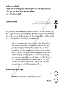 Amtliches Muster des Stimmzettels