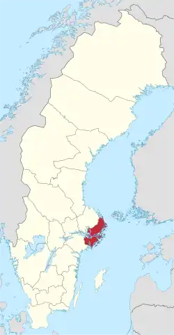 Lage von Stockholms län