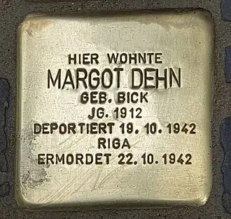 Inschrift auf einem Stolperstein