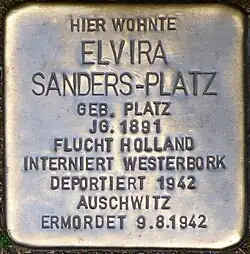 Stolperstein für Elvira Sanders-Platz (Moltkestraße 84)
