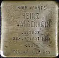 Stolperstein für Heinz Wangenheim (Neumarkt 25)
